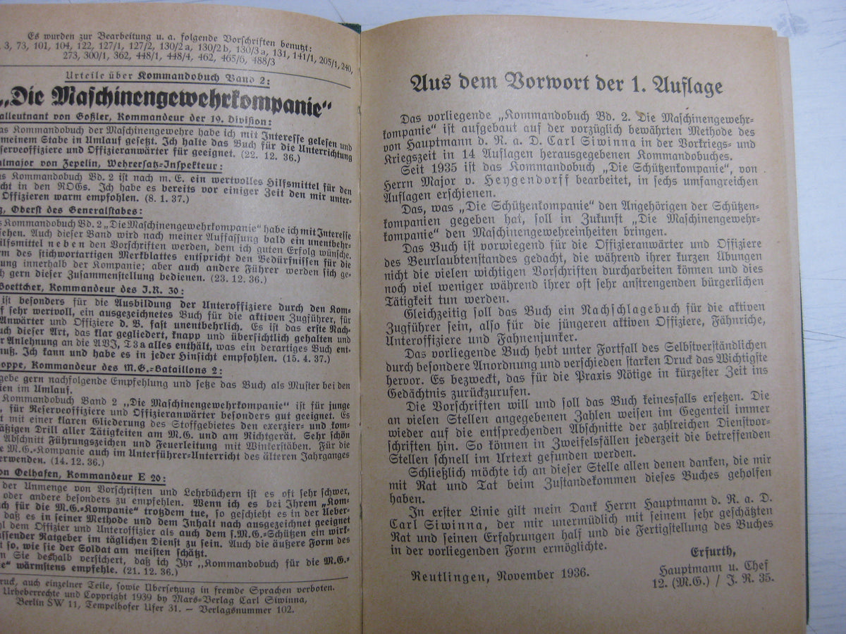 Originalausgabe Heft / Buch Das Kommandobuch September 1939