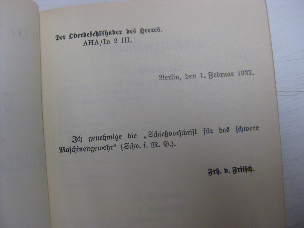 Originalausgabe Heft / Buch Schießvorschrift für das schwere Maschinengewehr