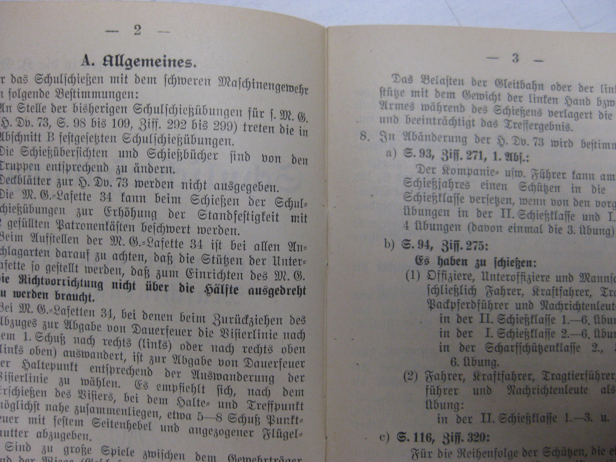 Originalausgabe Heft / Buch Schießvorschrift für das schwere Maschinengewehr