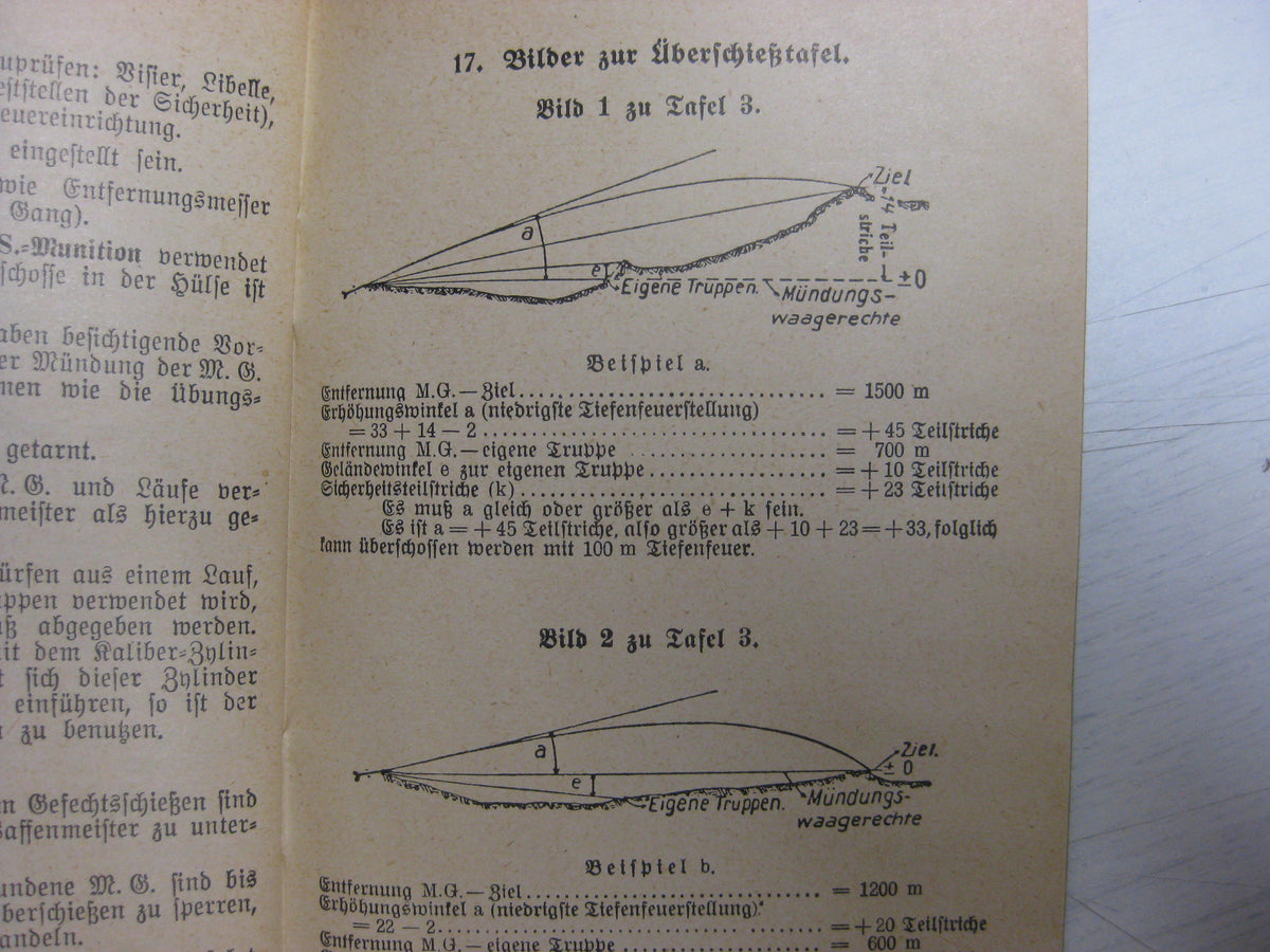 Originalausgabe Heft / Buch Schußtafel für das schießen mit dem MG 34 auf MG-Lafette 34