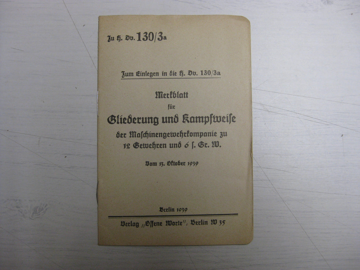 Originalausgabe Heft / Buch Gliederung der Kampfweise