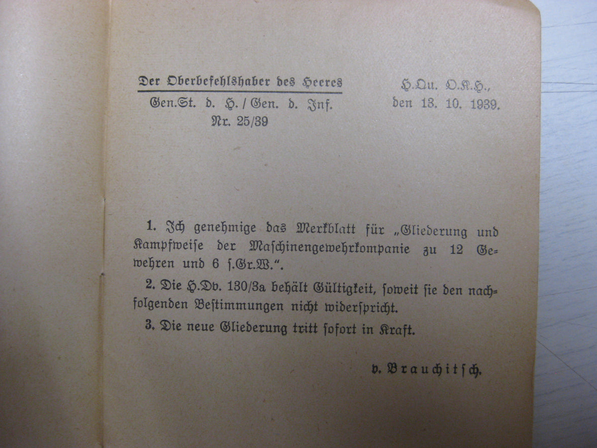 Originalausgabe Heft / Buch Gliederung der Kampfweise
