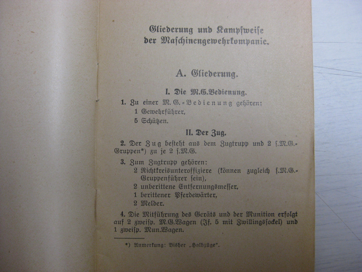 Originalausgabe Heft / Buch Gliederung der Kampfweise