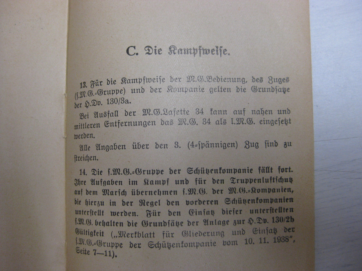 Originalausgabe Heft / Buch Gliederung der Kampfweise