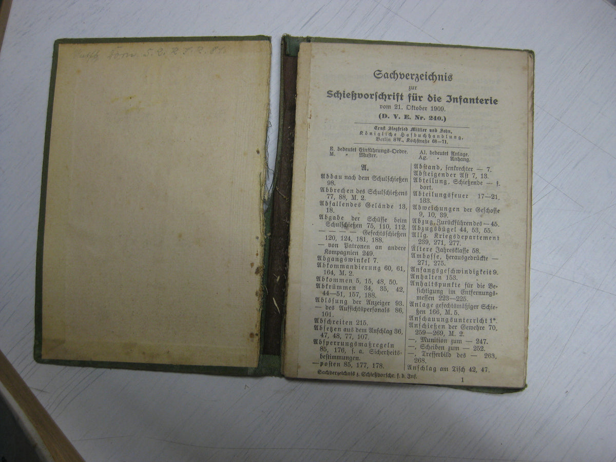 Originalausgabe Heft / Buch Schießvorschrift für die Infanterie