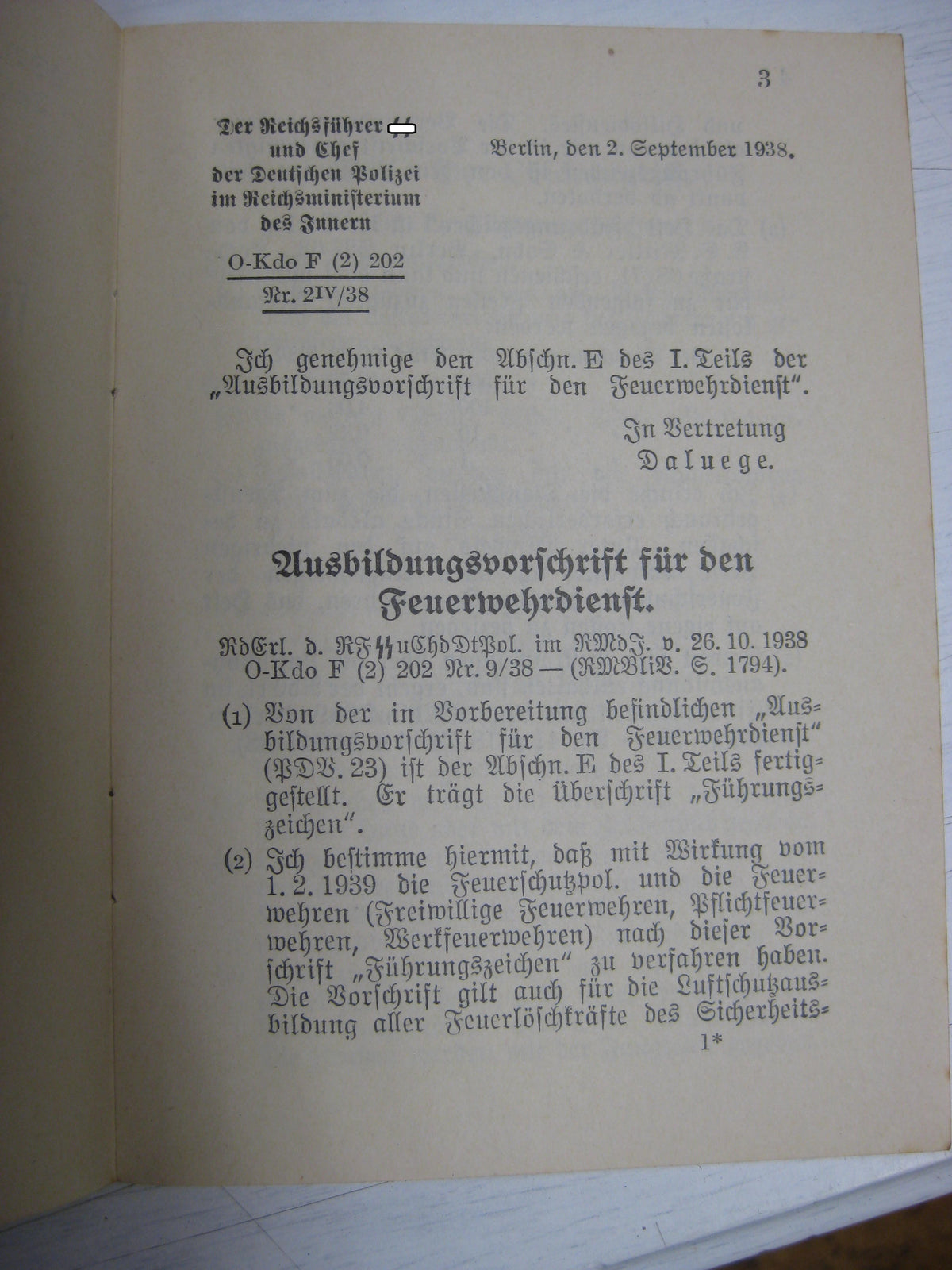 Originalausgabe Heft / Buch Ausbildungsvorschrift für den Feuerwehrdienst 1939