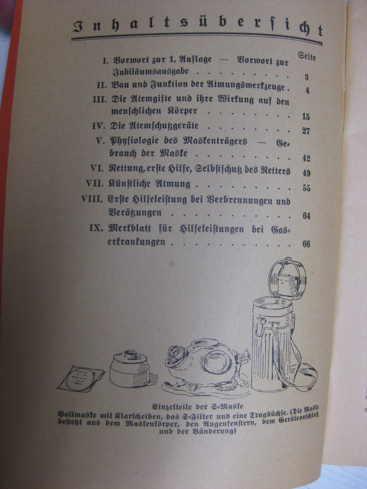 Originalausgabe Heft / Buch Gasschutz Gashilfe gegen Giftgase