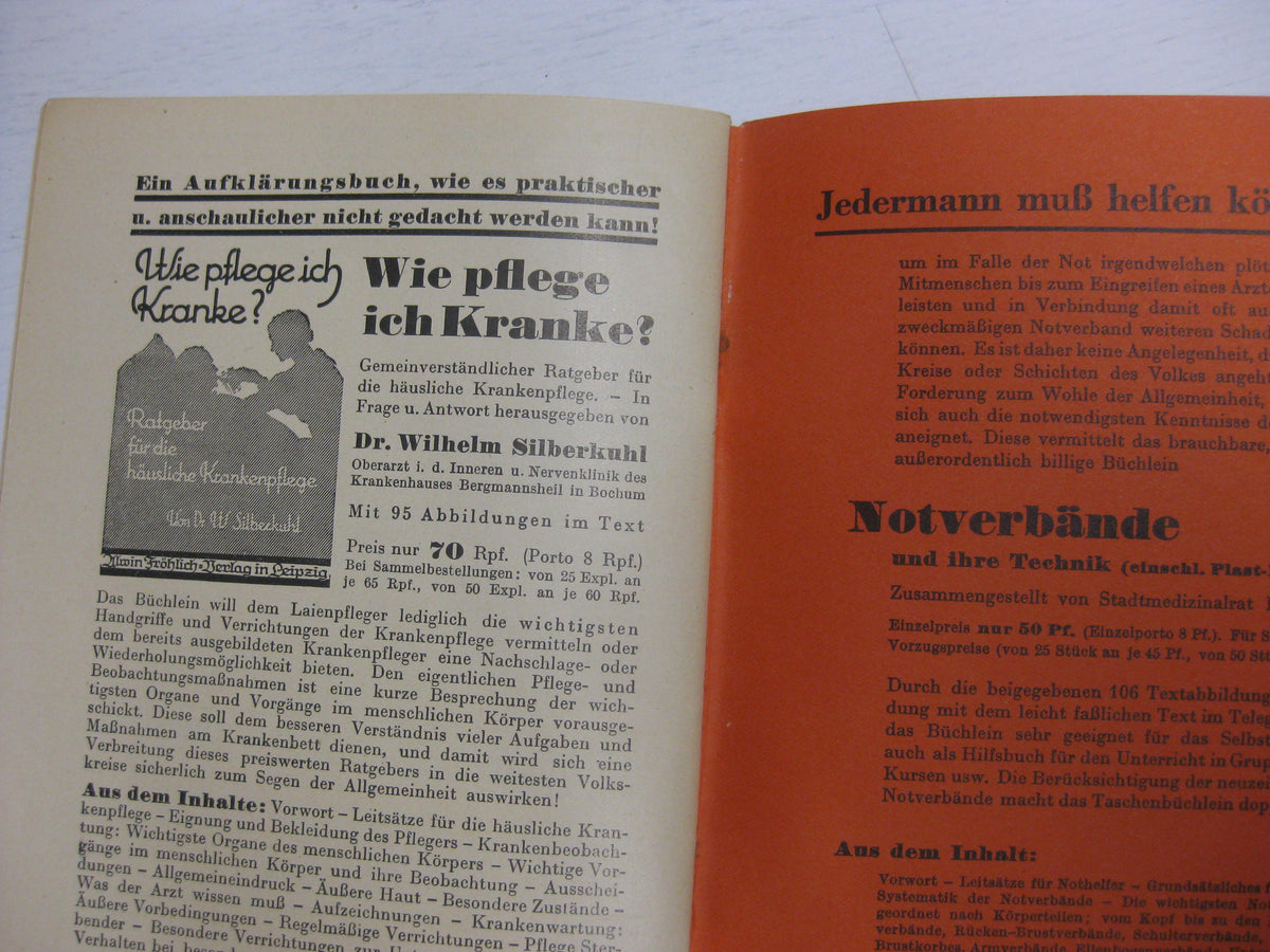 Originalausgabe Heft / Buch Gasschutz Gashilfe gegen Giftgase
