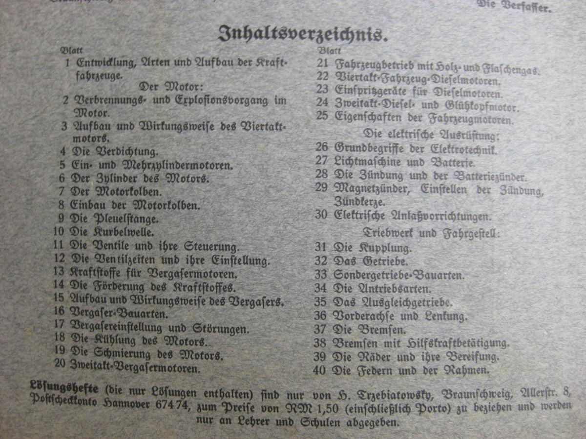 Originalausgabe  Werk- und Arbeitsblätter für Kraftfahrzeuggewerbe KFZ