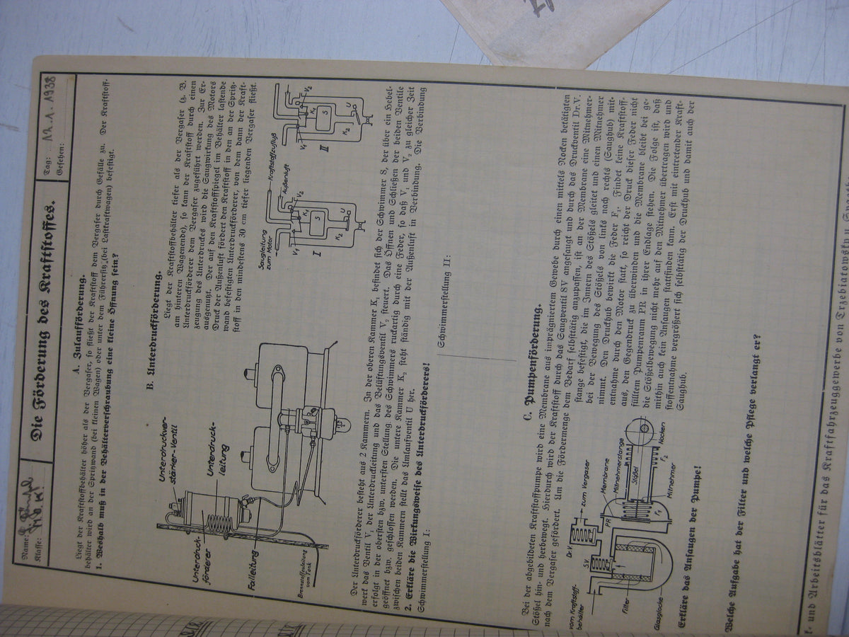 Originalausgabe  Werk- und Arbeitsblätter für Kraftfahrzeuggewerbe KFZ