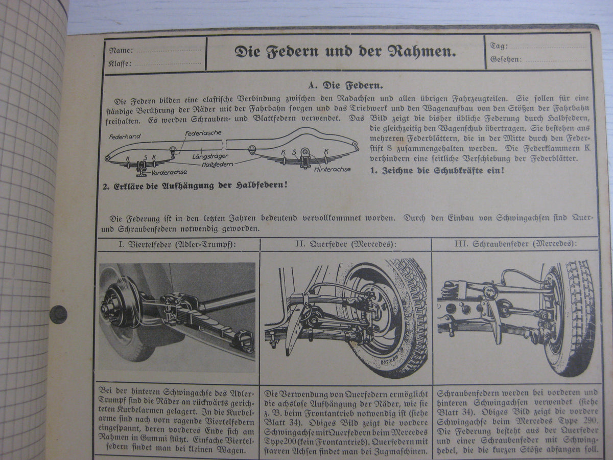 Originalausgabe  Werk- und Arbeitsblätter für Kraftfahrzeuggewerbe KFZ