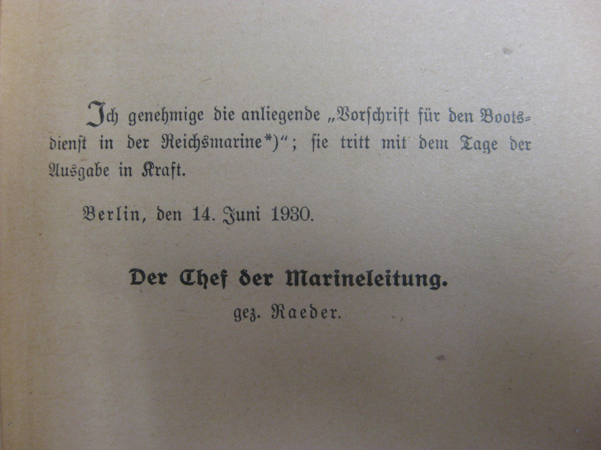 Originalausgabe Vorschrift für den Bootsdienst in der Kriegsmarine