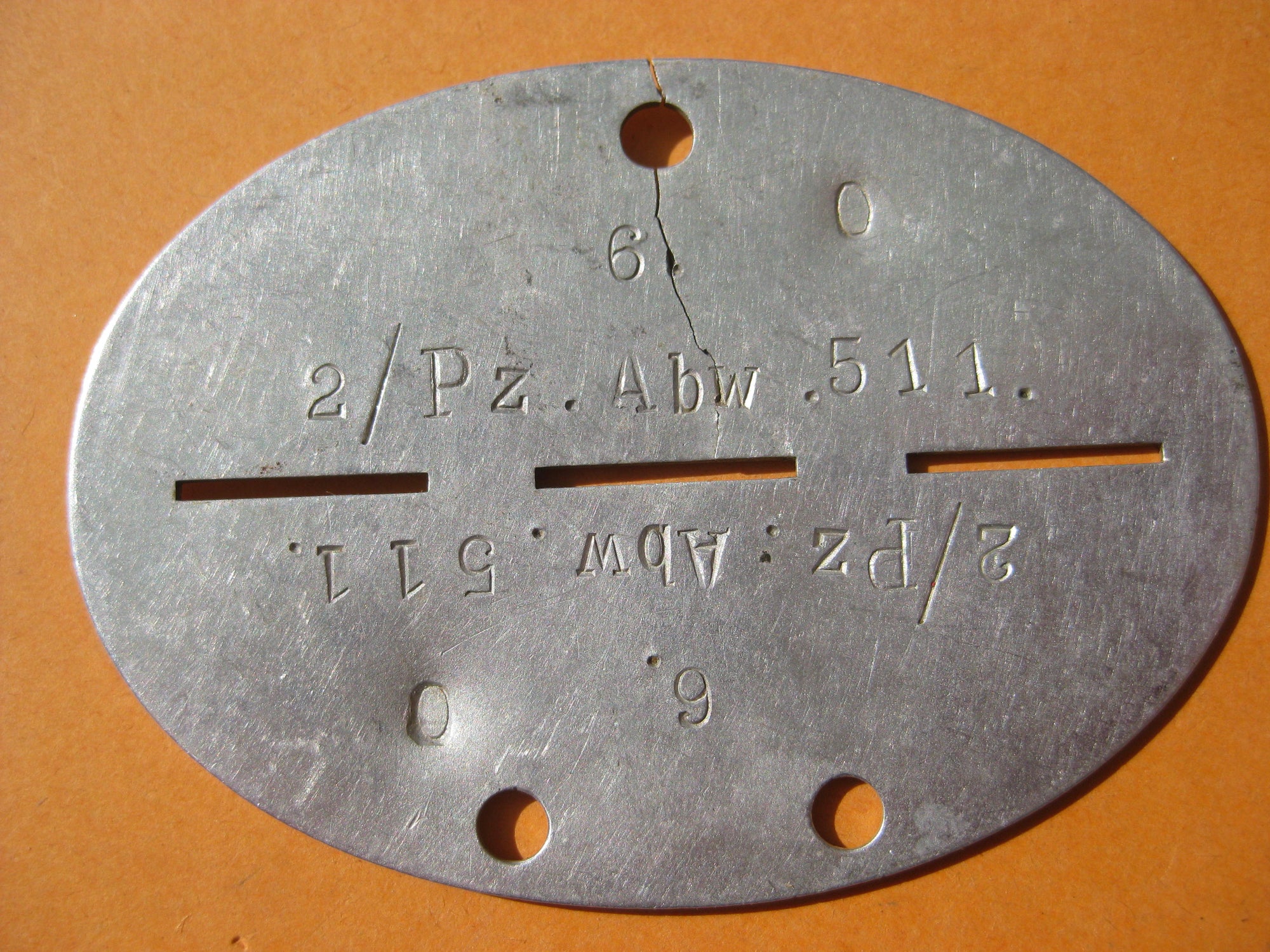 Erkennungsmarke KEIN Bodenfund !! 1000% alt und ORIGINAL Pz.Abw.511