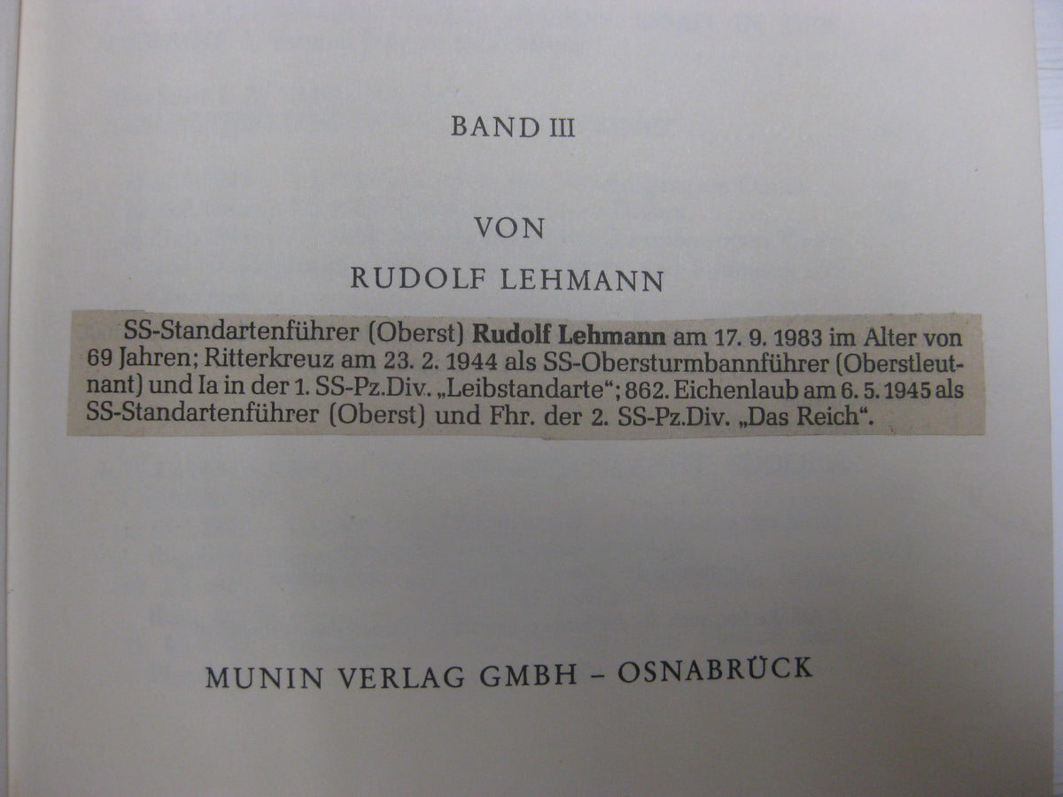 Die Leibstandarte. Buch aus dem persönlichen Besitz eines Sturmgeschützkommandanten der LSSAH