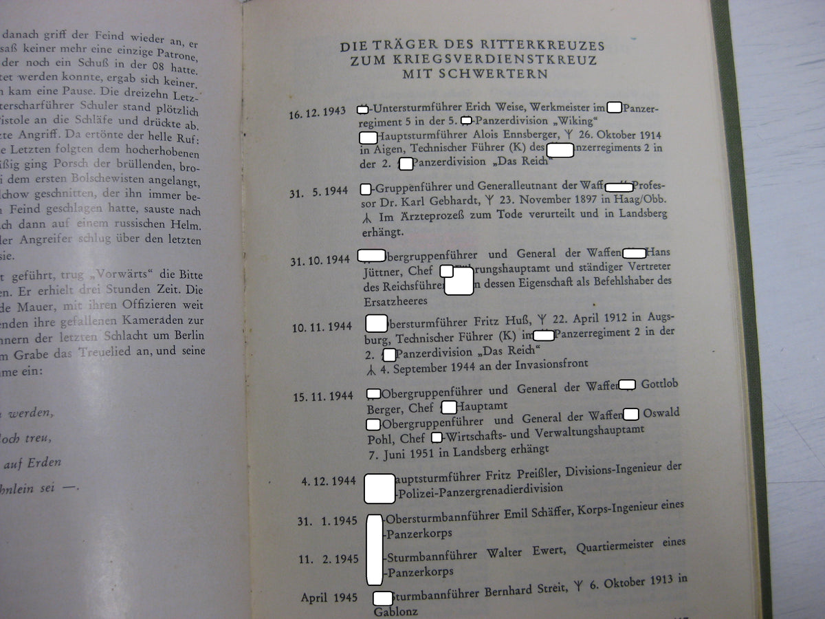 Die Ritterkreuzträger der Waffen-SS !! Buch aus dem persönlichen Besitz eines Sturmgeschützkommandanten der LSSAH