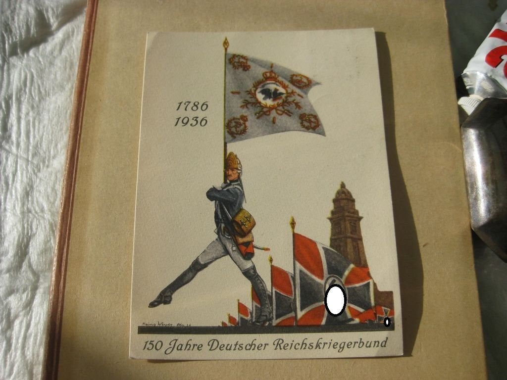 Postkarte 150 Jahre deutscher Reichskriegerbund  1786 - 1936 Fahne Standarte Grenadier Regiment 36 Wehrmacht 3.Reich