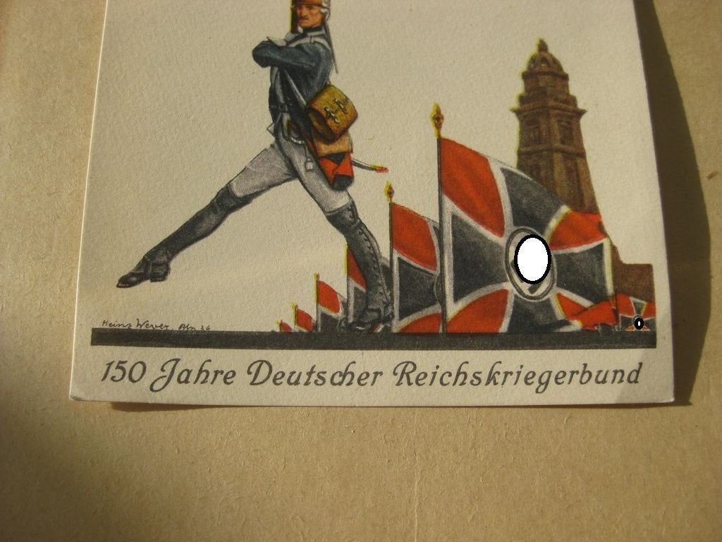 Postkarte 150 Jahre deutscher Reichskriegerbund  1786 - 1936 Fahne Standarte Grenadier Regiment 36 Wehrmacht 3.Reich