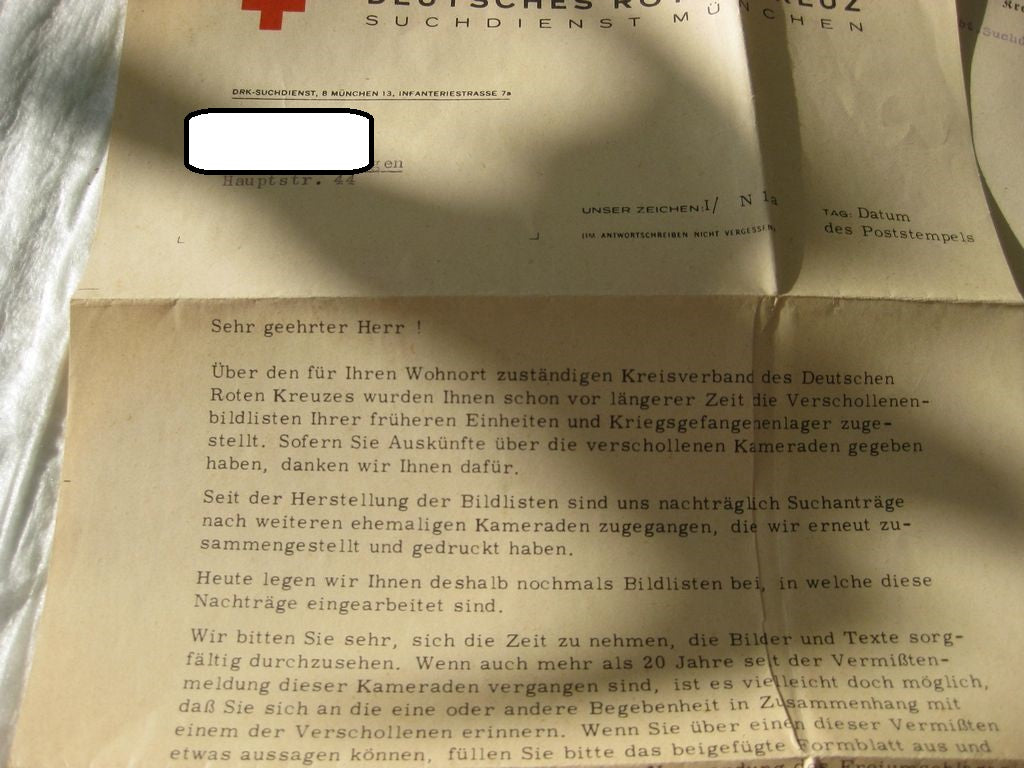 Rotes Kreuz München Wehrmacht Kriegsgefangenen und Gefallenen Suchdienst