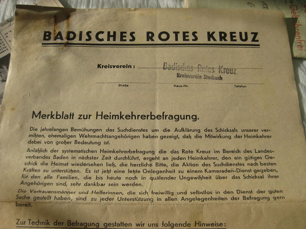 Rotes Kreuz München Wehrmacht Kriegsgefangenen und Gefallenen Suchdienst