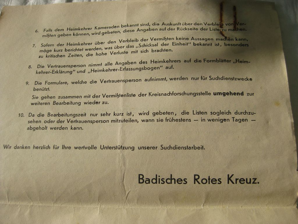 Rotes Kreuz München Wehrmacht Kriegsgefangenen und Gefallenen Suchdienst
