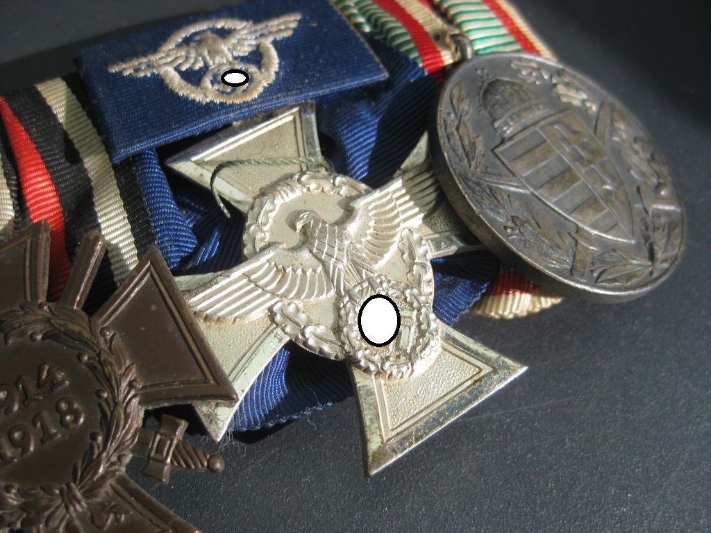 3er Ordensspange Ordensschnalle Ehrenkreuz für Frontkämpfer 1914 - 1918 Polizei Dienstauszeichnung für 18 Jahre Ungarn Weltkriegs Erinnerungsmedaille Wehrmachtsorden Polizeiorden