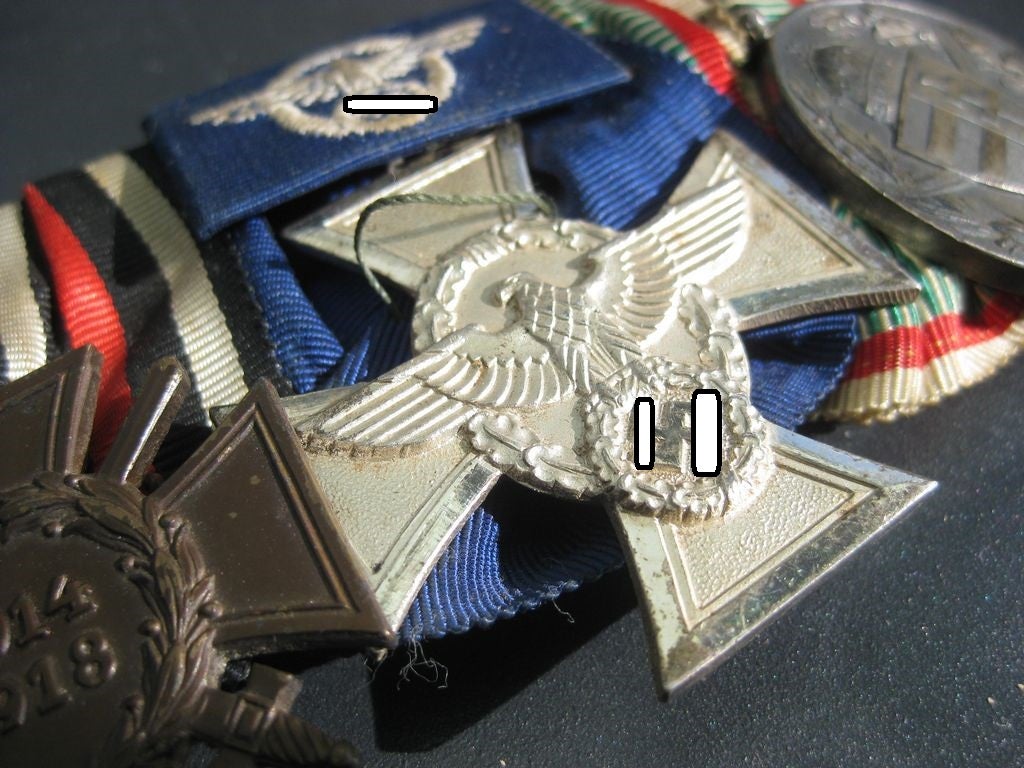 3er Ordensspange Ordensschnalle Ehrenkreuz für Frontkämpfer 1914 - 1918 Polizei Dienstauszeichnung für 18 Jahre Ungarn Weltkriegs Erinnerungsmedaille Wehrmachtsorden Polizeiorden
