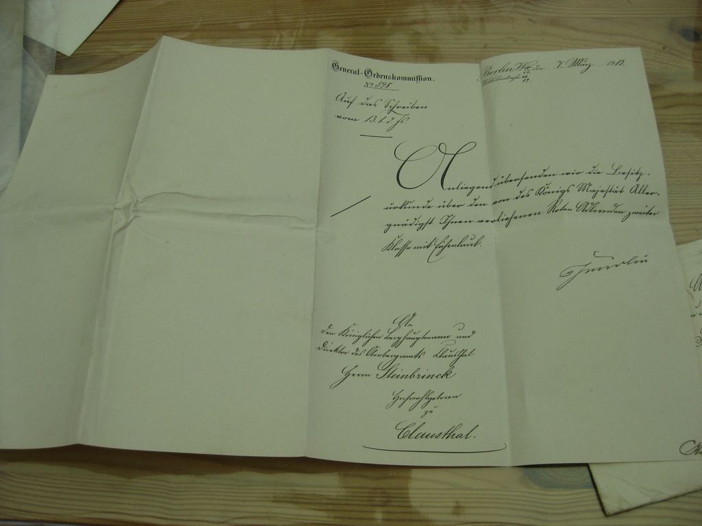 Verleihungsurkunde Roter Adler Orden 2.Klasse mit Eichenlaub Preußen 1913 Clausthal-Zellerfeld / Harz Goslar Königreich Kaiserreich Komturkreuz Halskreuz Halsorden