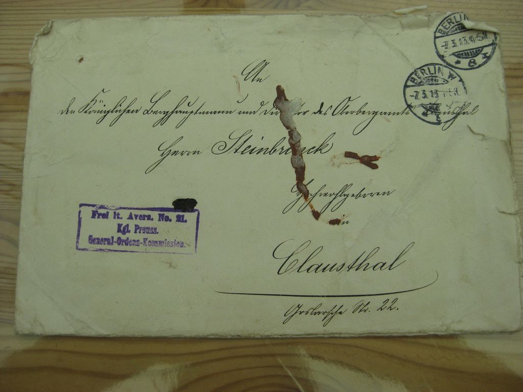 Verleihungsurkunde Roter Adler Orden 2.Klasse mit Eichenlaub Preußen 1913 Clausthal-Zellerfeld / Harz Goslar Königreich Kaiserreich Komturkreuz Halskreuz Halsorden