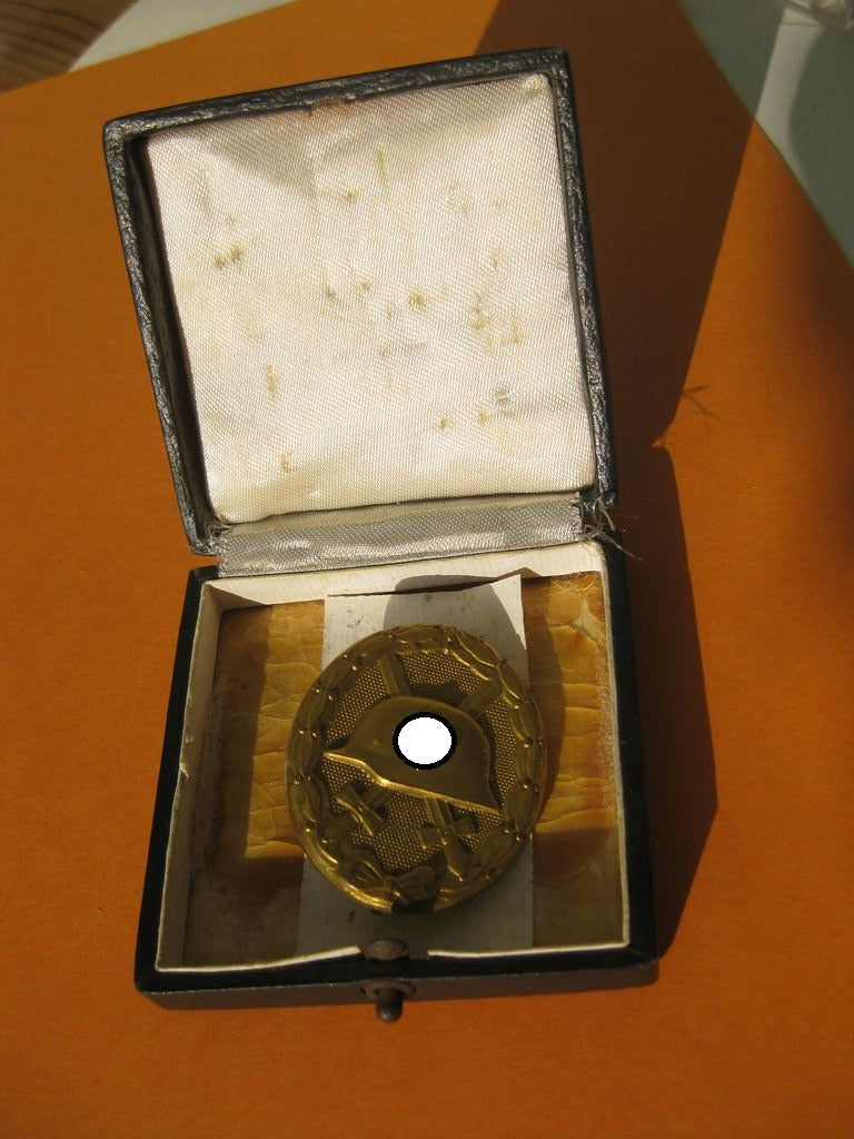 Verwundetenabzeichen in Gold (VA) unbekannter Hersteller im Verleihungsetui Orden 3.Reich Wehrmacht