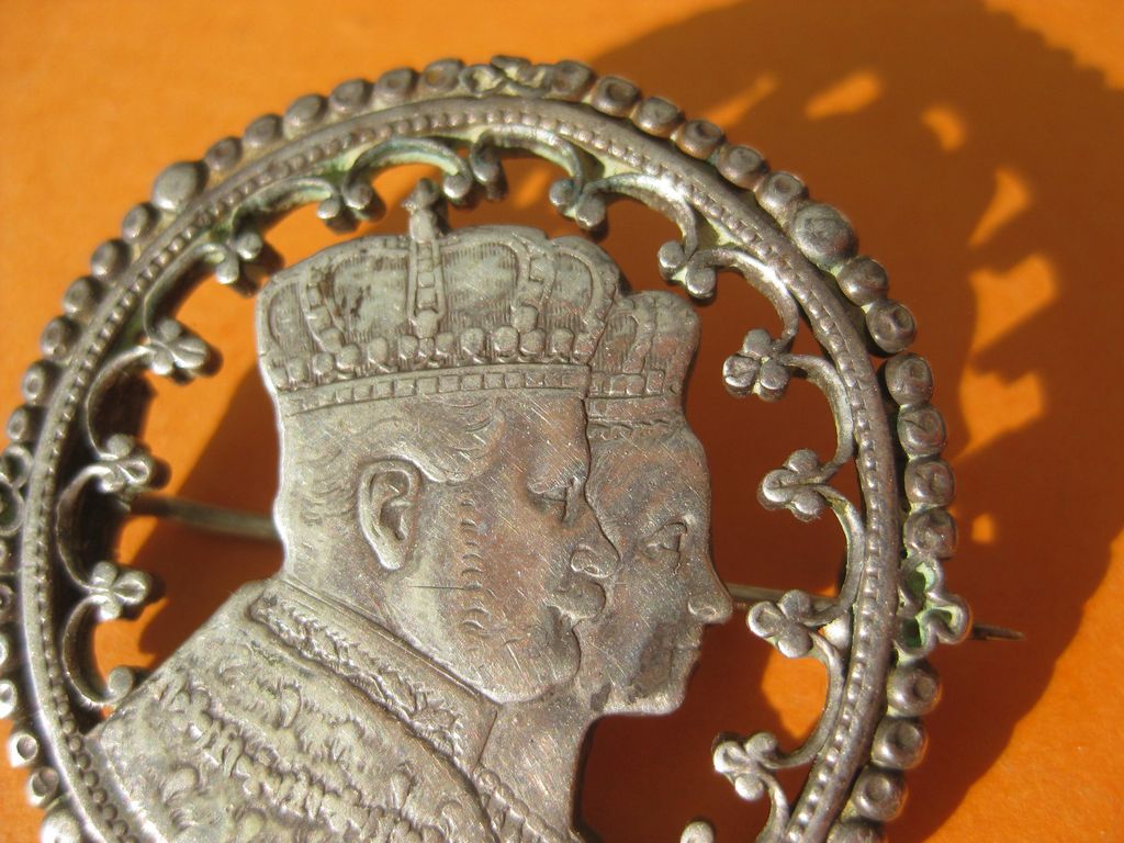 Medaille Steckabzeichen Preußen Kaiser Wilhelm &amp; Kaiserin Kaiser von Deutschland SILBER