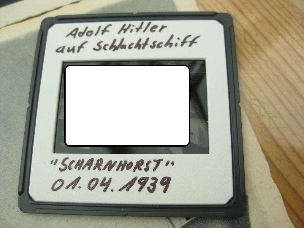 Foto FARBDIA !!! Panzerschiff Schlachtschiff SCHARNHORST deutsches Kriegsschiff Kriegsmarine Besuch Adolf Hitler