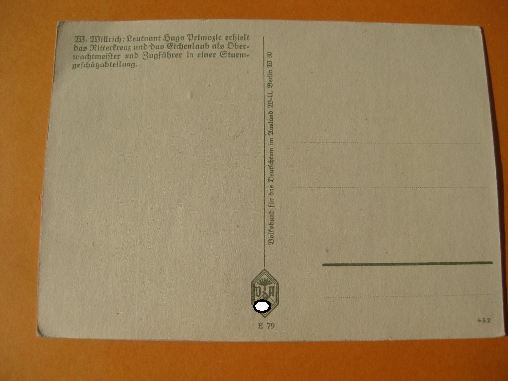 Postkarte Sammelbild Willrichkarte VdA Ritterkreuzträger Eichenlaubträger Panzertruppe Sturmgschütztruppe Panzerjäger Wehrmacht 3.Reich