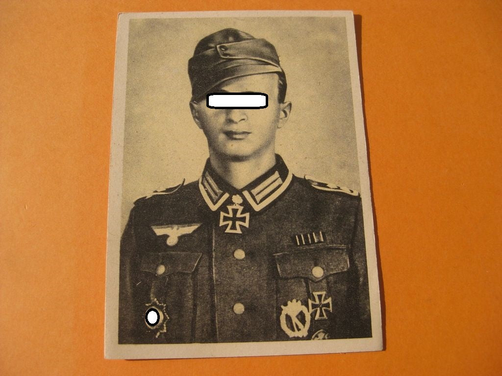 Postkarte Sammlerkarte Sammelbildchen Propagandakompanie Deutsches Kreuz in Gold Eichenlaubträger Ritterkreuzträgerbild Ritterkreuz des Eisernes Kreuz 1939 Wehrmacht Orden Ritterkreuzträgerbild