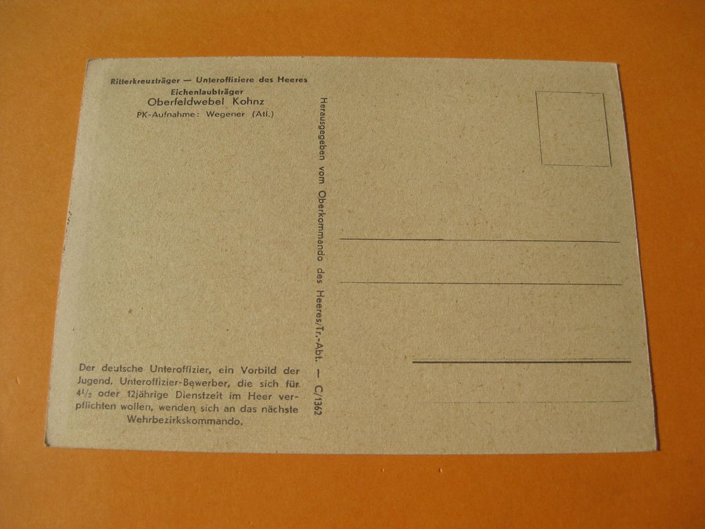 Postkarte Sammlerkarte Sammelbildchen Propagandakompanie Deutsches Kreuz in Gold Eichenlaubträger Ritterkreuzträgerbild Ritterkreuz des Eisernes Kreuz 1939 Wehrmacht Orden Ritterkreuzträgerbild