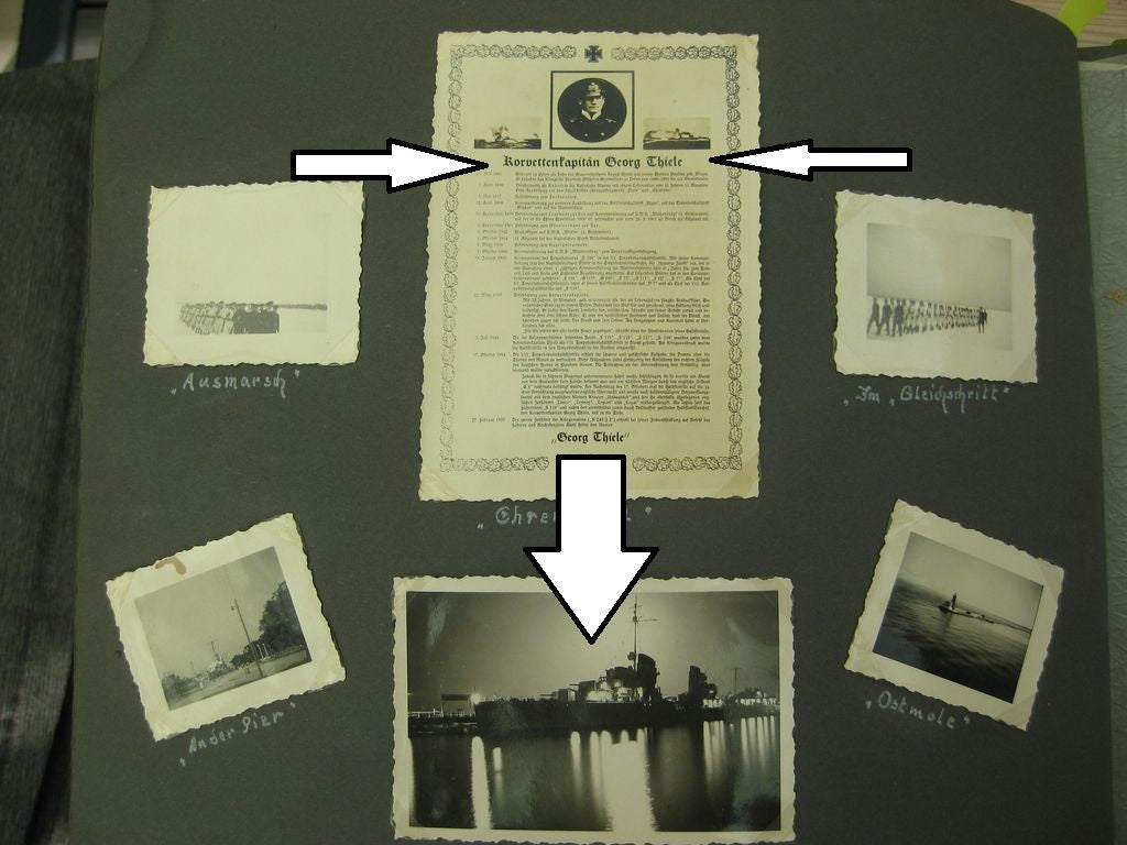 Fotoalbum Zerstörer GEORG THIELE , Matrose ist später auf Schlachtschiff Bismarck gefallen / Seetod (!!) Kriegsmarine Wehrmacht 3.Reich Seefahrt