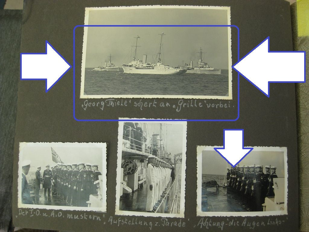 Fotoalbum Zerstörer GEORG THIELE , Matrose ist später auf Schlachtschiff Bismarck gefallen / Seetod (!!) Kriegsmarine Wehrmacht 3.Reich Seefahrt