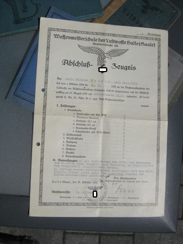 Soldbuch Wehrpaß Wehrmacht Luftwaffe Kriegsverdienstkreuz 1.Klasse mit Schwertern Flaktruppe