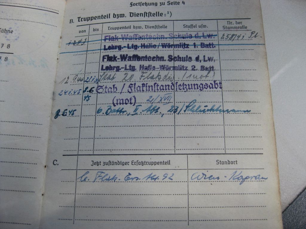 Soldbuch Wehrpaß Wehrmacht Luftwaffe Kriegsverdienstkreuz 1.Klasse mit Schwertern Flaktruppe