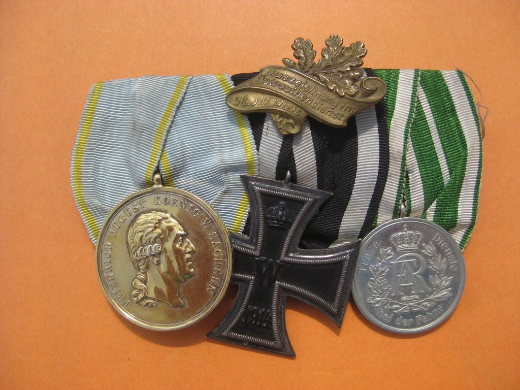 3er Ordensspange Eisernes Kreuz 1914 (EK2/14)  goldene Militär St. Heinrichs Orden Medaille Sachsen Kaiserreich Königreich 1.Weltkrieg