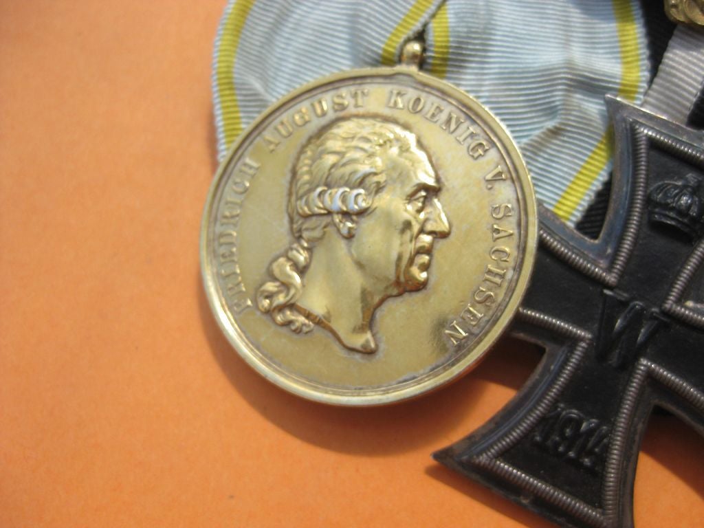 3er Ordensspange Eisernes Kreuz 1914 (EK2/14)  goldene Militär St. Heinrichs Orden Medaille Sachsen Kaiserreich Königreich 1.Weltkrieg