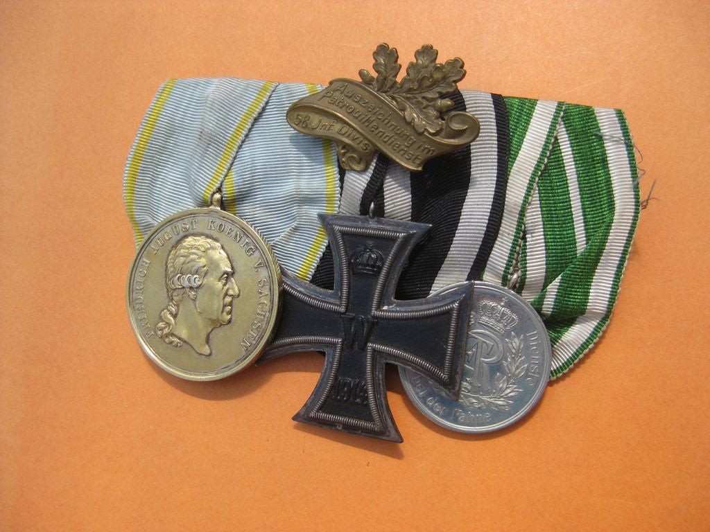 3er Ordensspange Eisernes Kreuz 1914 (EK2/14)  goldene Militär St. Heinrichs Orden Medaille Sachsen Kaiserreich Königreich 1.Weltkrieg