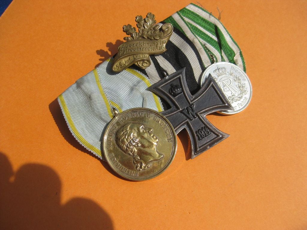3er Ordensspange Eisernes Kreuz 1914 (EK2/14)  goldene Militär St. Heinrichs Orden Medaille Sachsen Kaiserreich Königreich 1.Weltkrieg