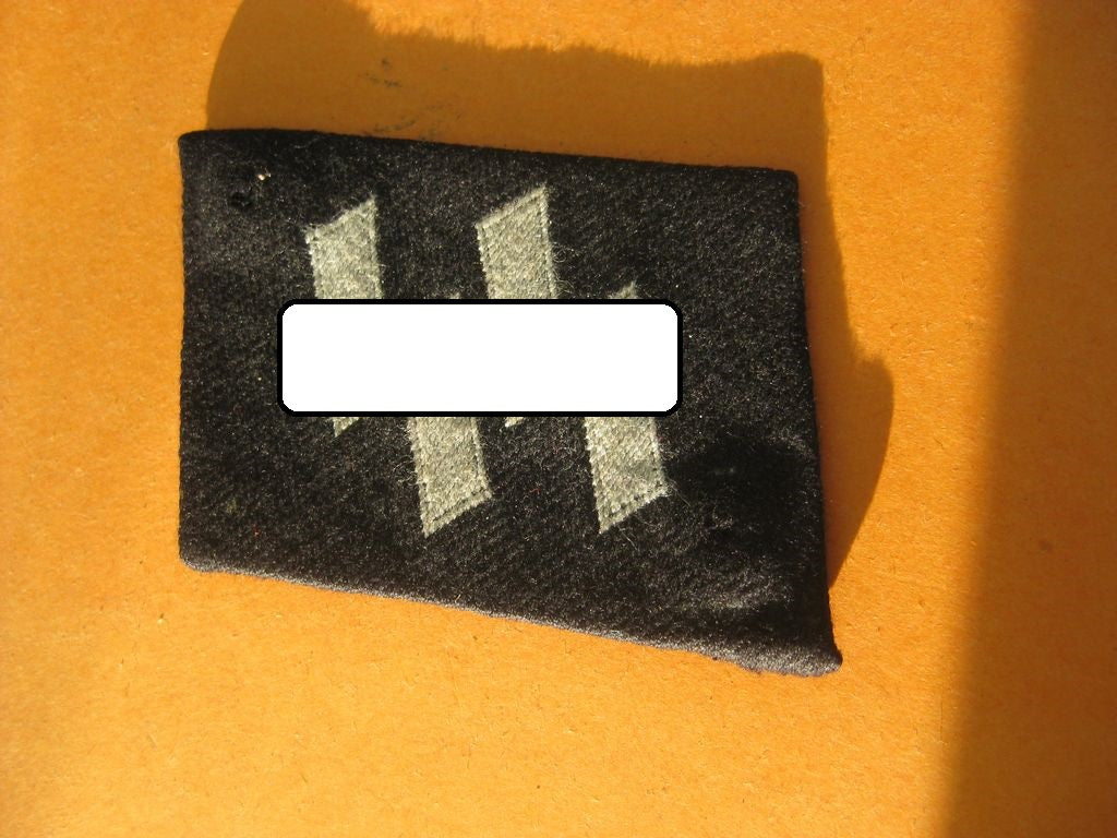 SS - Kragenspiegel BEVO für Mannschaften getragene Effekten der Schutzstaffel 1000% alt und ORIGINAL Waffen-SS Martin Harnack