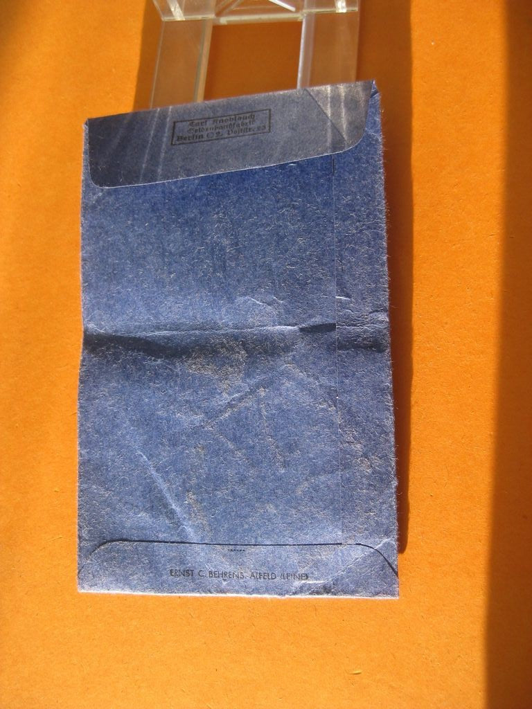 ORIGINAL Tüte Verleihungstüte zum BAND des Eisernen Kreuzes Eisernes Kreuz 2.Klasse 1939 (EK2/39) Hersteller: Carl Knoblauch Seidenfabrik