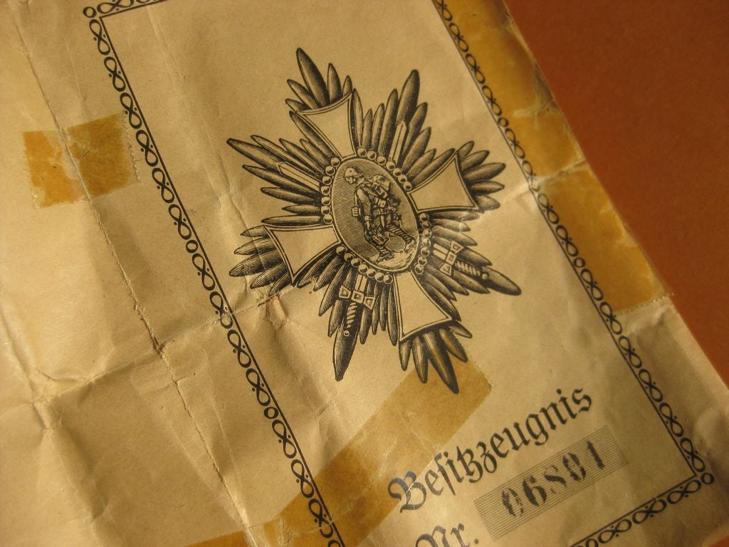 Besitzzeugnis zum Deutsches Feldehrenzeichen Hamburg COBURG Sachsen