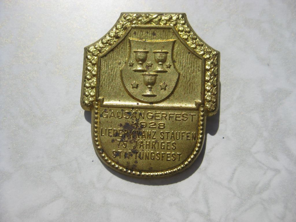 Abzeichen Gausängerfest 1928 Liederkranz STAUFEN im Breisgau / Schwarzwald