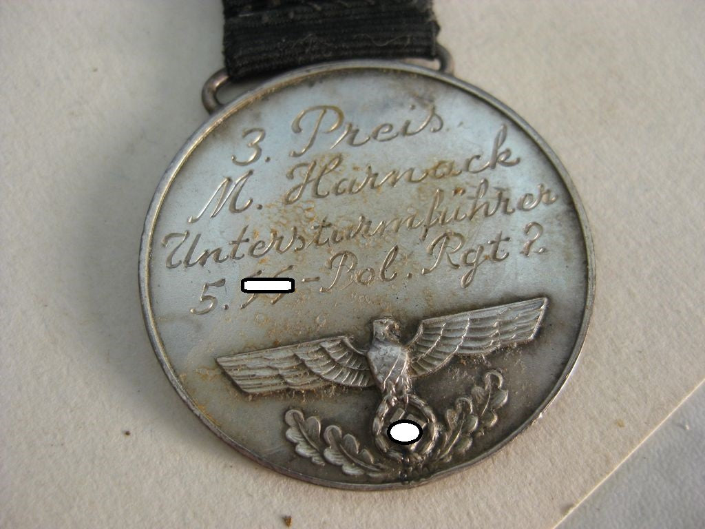 Schießpreis 2x Medaille SS Polizei Regiment Nr. 2 und 5 Verfügungstruppe Orden Wehrmacht aus dem Besitz von Martin Harnack