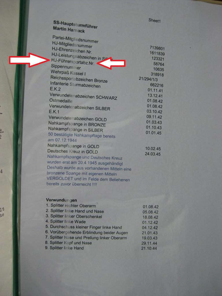Hitlerjugend (HJ) Führersportabzeichen PRACHTEXEMPLAR!!! aus dem Besitz von Martin Harnack