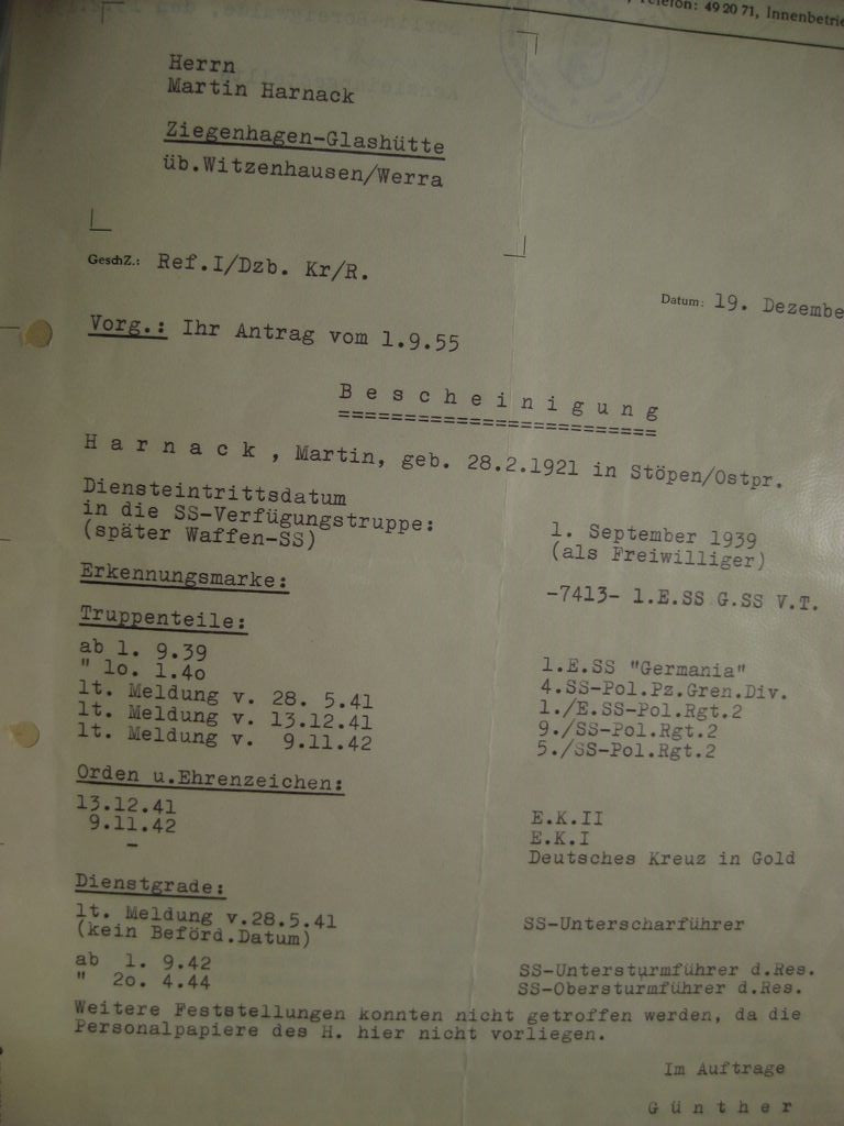 SS - Kragenspiegel BEVO für Mannschaften getragene Effekten der Schutzstaffel 1000% alt und ORIGINAL Waffen-SS Martin Harnack