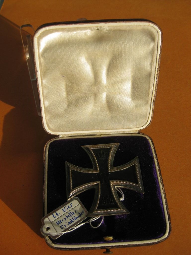 Eisernes Kreuz 1.Klasse von 1914 (EK1/14) im Verleihungsetui Hersteller Friedländer mit DOPPELSTEMPEL seltene Variante